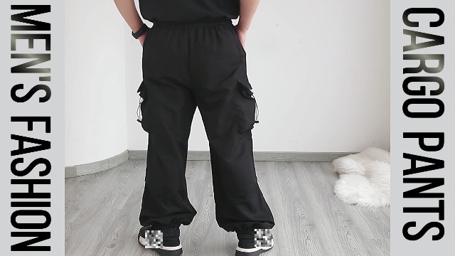 Work Cargo Pants for Men Relaxed Fit Parachute Pants Casual Baggy